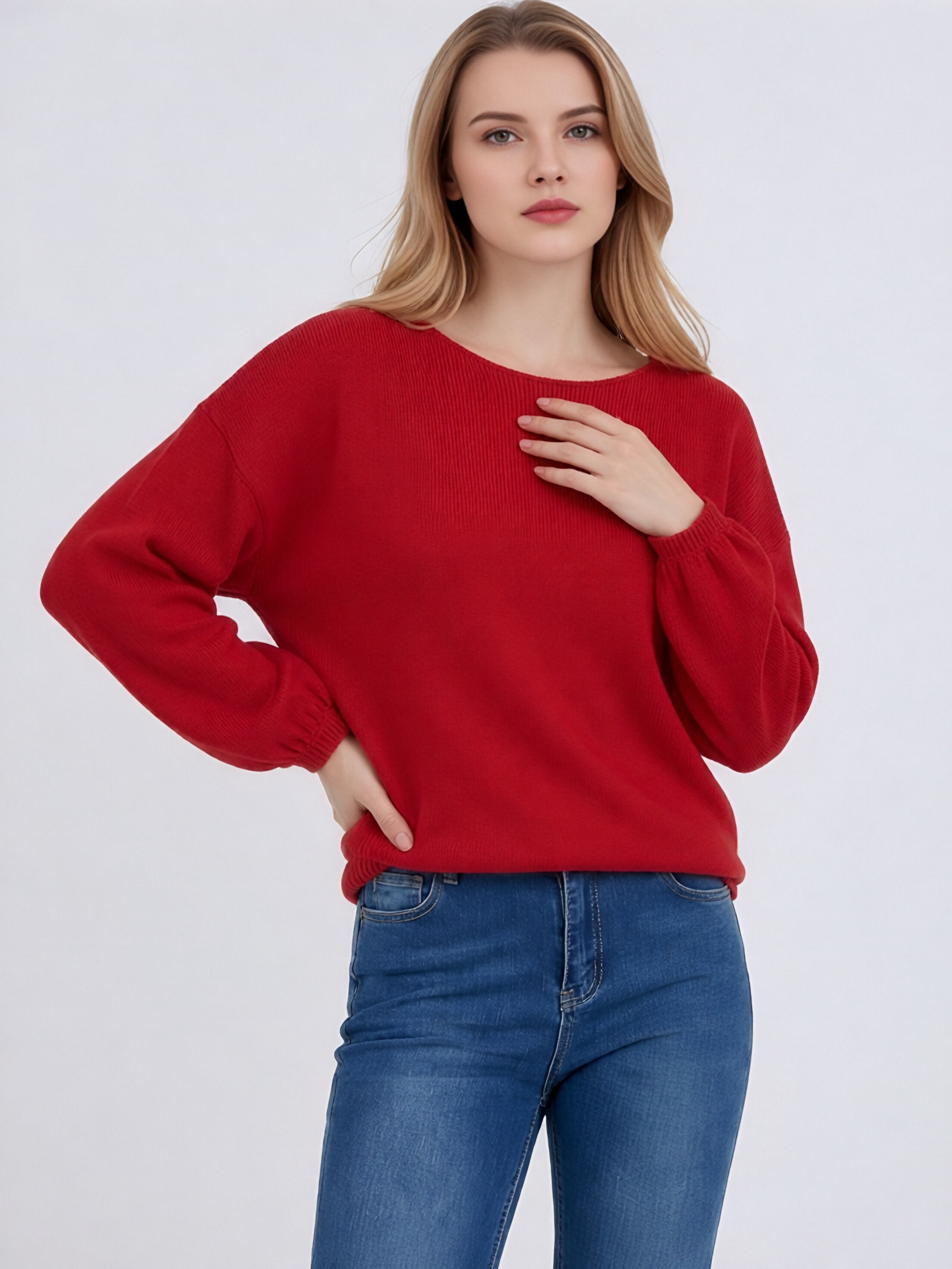 Women Back Big Bow Knit Sweater, Long Sleeve Drop Shoulder Loose Pullover, Backless V‑Back Sweet Casual Jumper Top view 6
