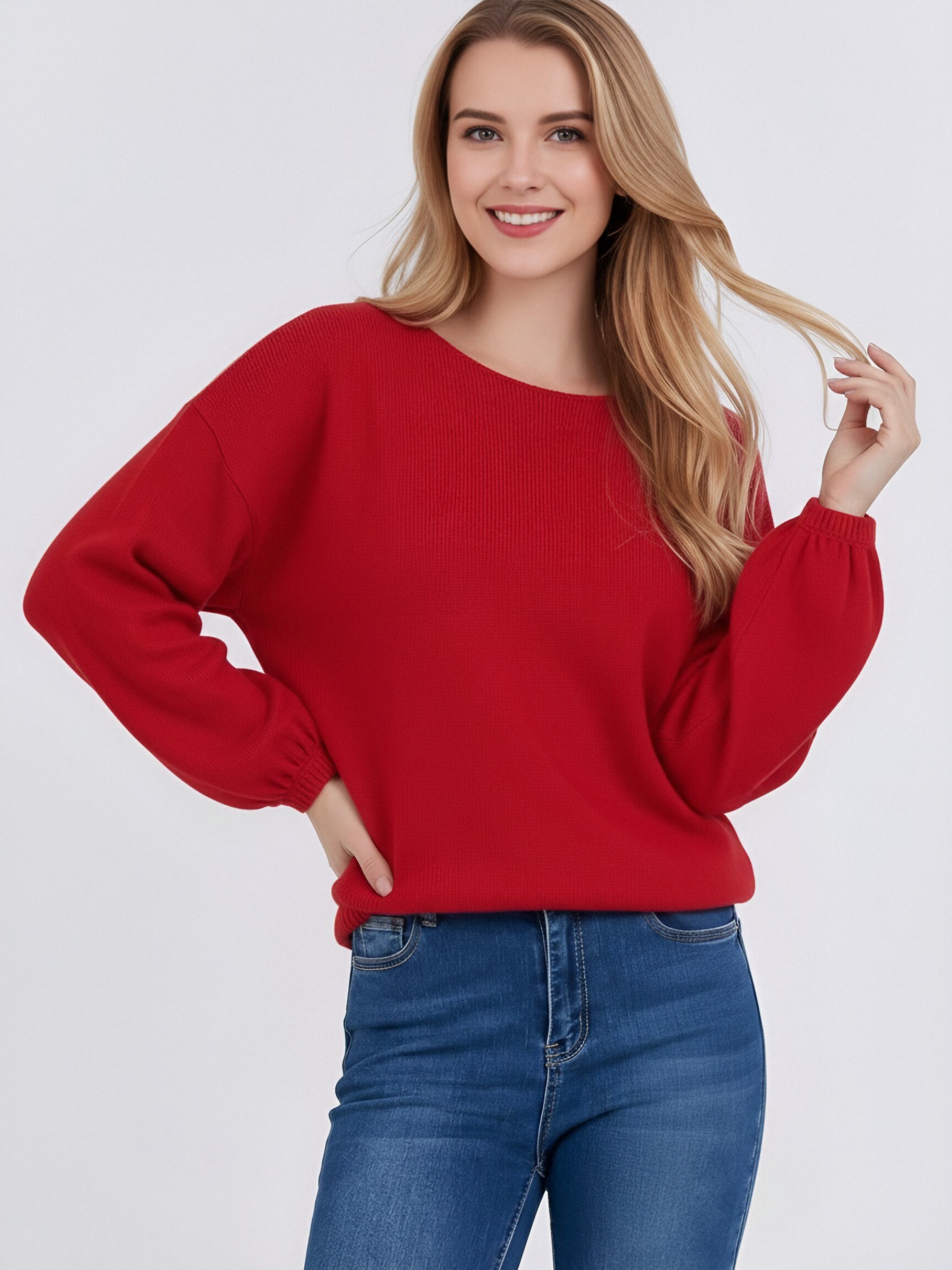 Women Back Big Bow Knit Sweater, Long Sleeve Drop Shoulder Loose Pullover, Backless V‑Back Sweet Casual Jumper Top view 2